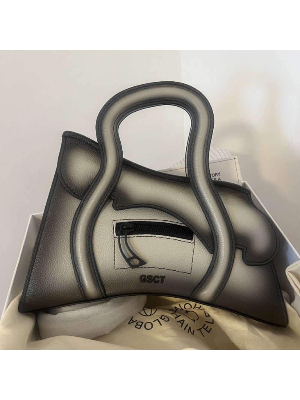 NWT Mschf GSCT Global Supply Chain Telephone Handbag Fade To Gray Ombre